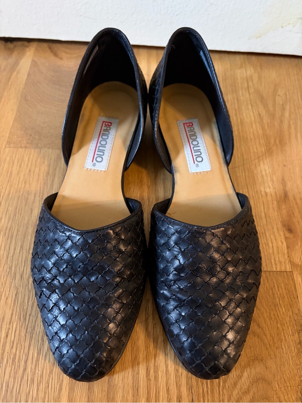 Bandolino Black Woven Pointed D'Orsay Flats